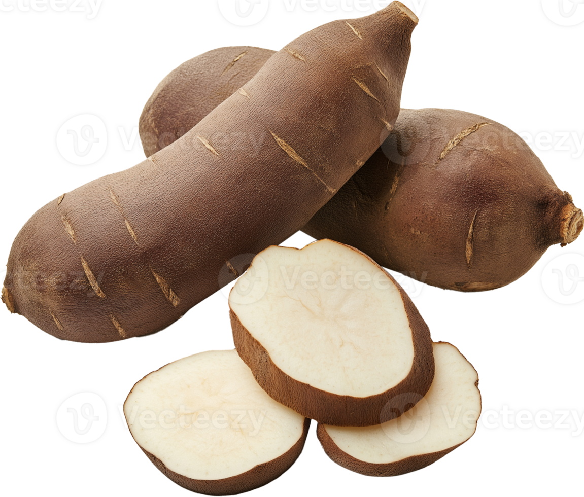 Yam Root vegetable - Sweet potato isolated, Fresh Yam with slice illustration png