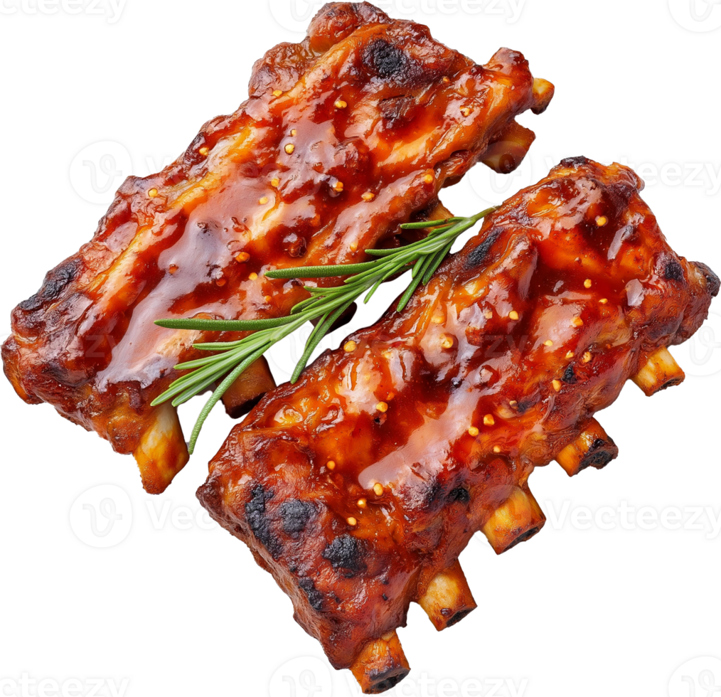 Barbecue Ribs - bar-b-q Ribs isolated, spicy marinated ribs illustration png