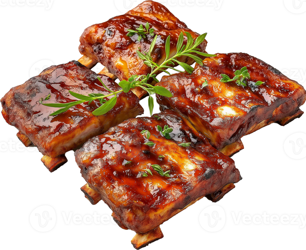 Barbecue Ribs - bar-b-q Ribs isolated, Roasted pork ribs in BBQ illustration png