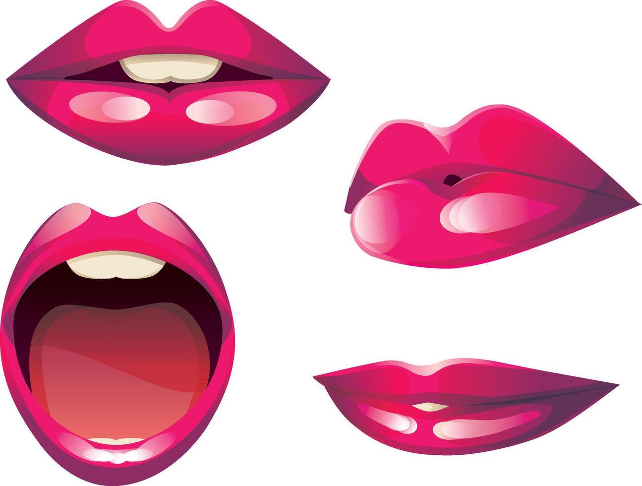 glossy pink mouth vector
