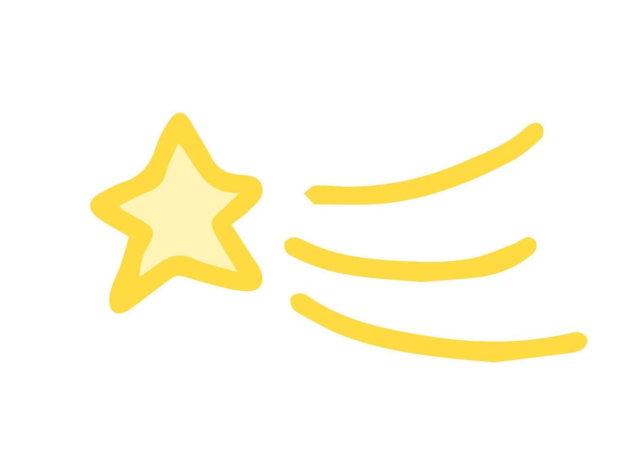 Yellow shooting star and trail icon on white background. celestial symbol, simple design, astronomy, decorative element. Icon, print. vector