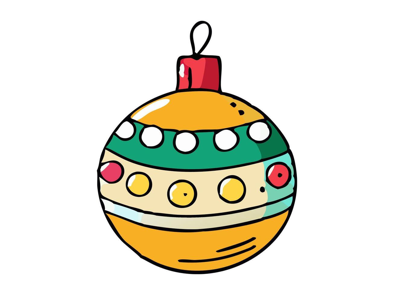 Christmas bauble illustration isolated on white background. Concept of Christmas ornament, holiday decoration, festive decor, minimalist style, icon. Print design element. vector