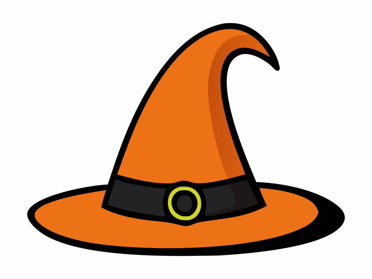 Witch hat isolated on a white background. Wizard pointed hat. Concept of Witchcraft Accessory, Magical Costume Element, Halloween Illustration. Print, design element. vector