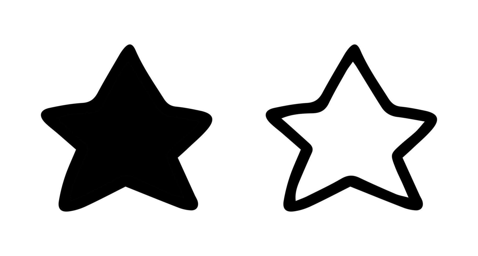 Black and white star silhouette and outline isolated on white background. concept of minimalist icon, celestial shape, simple design, modern decoration. vector