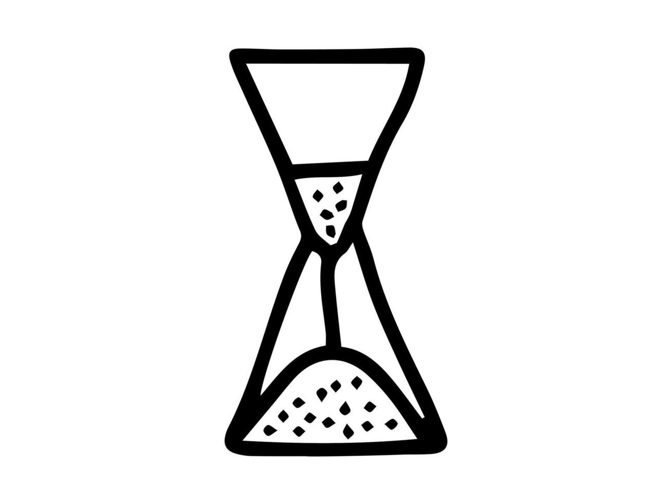 Black outline of hourglass icon isolated on white background. Concept of time management, minimalist design, countdown, symbolic illustration. Symbol, print, design element. vector
