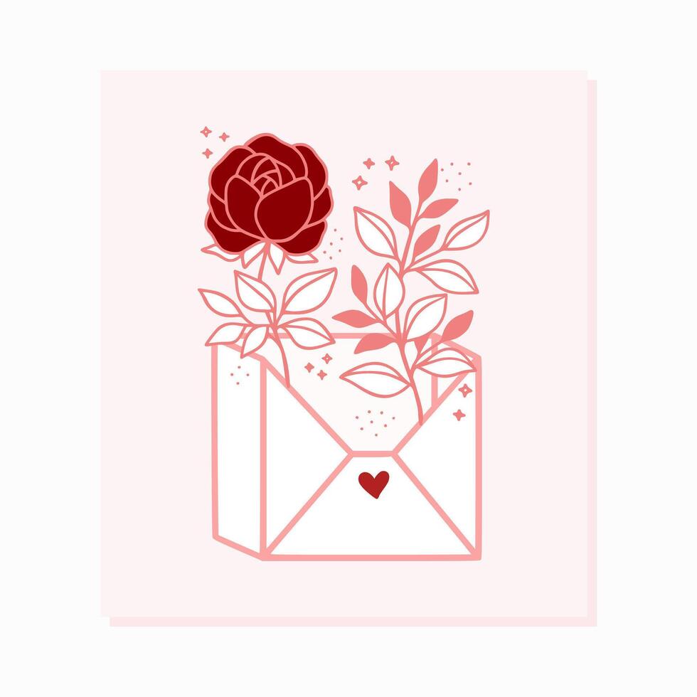 Hand drawn romantic card collection with rose and peony flower elements vector
