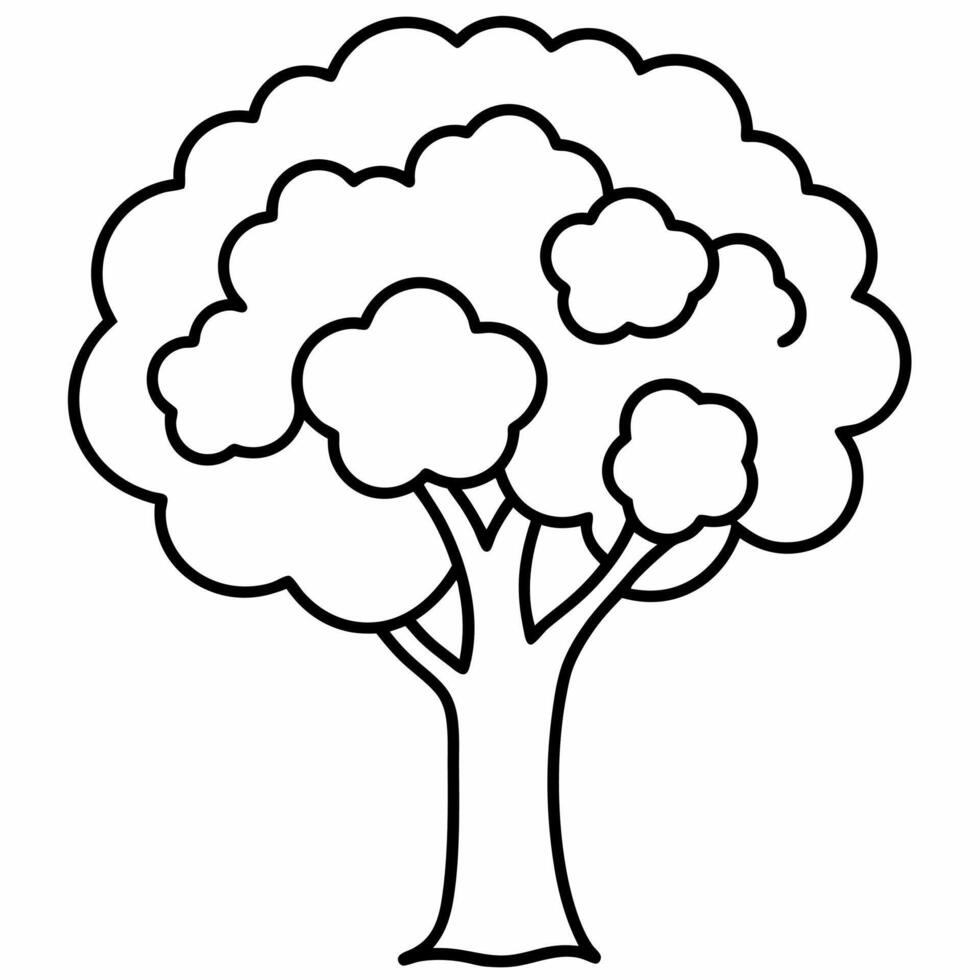A coloring pages tree line art illustration vector