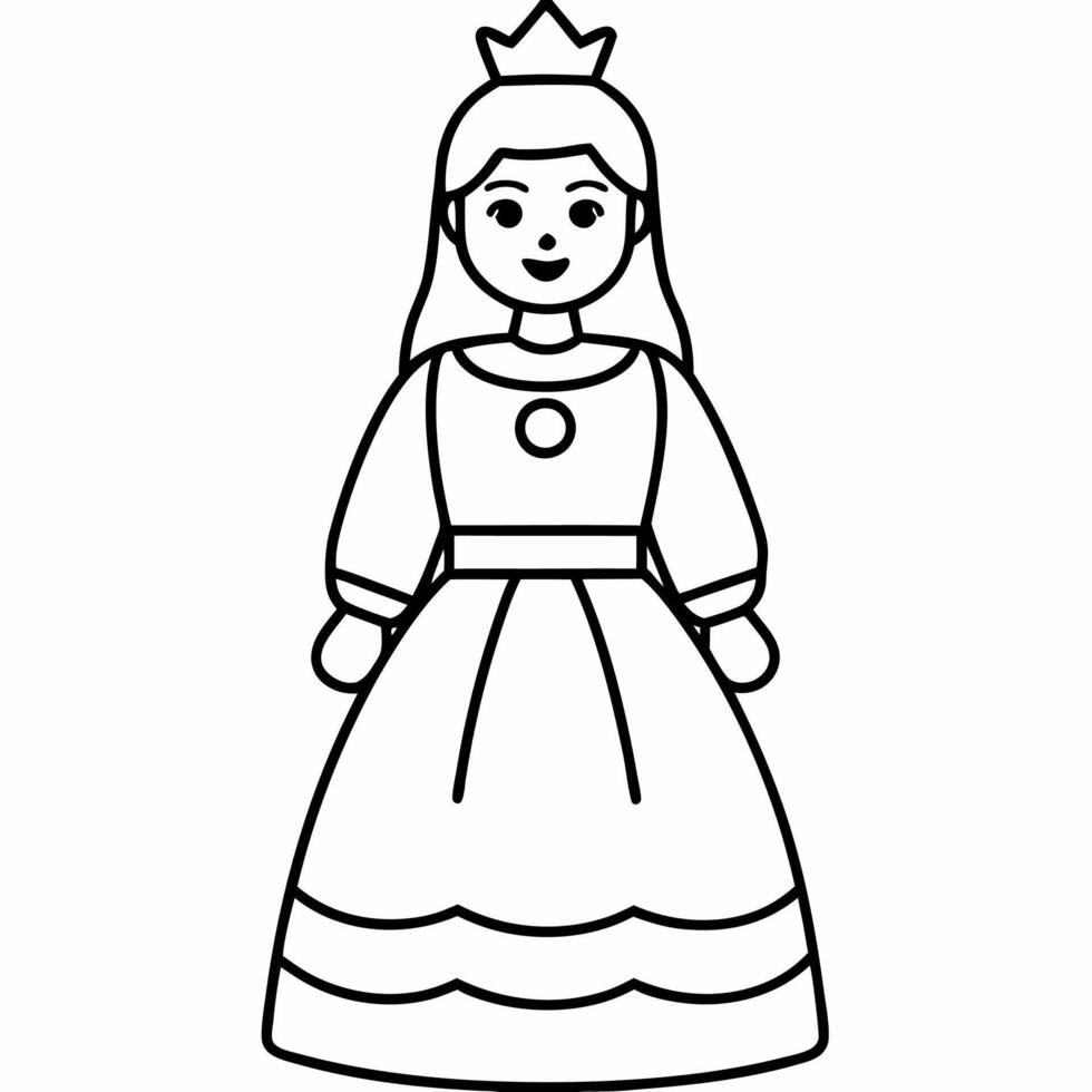 Beautiful Princess line art illustration vector