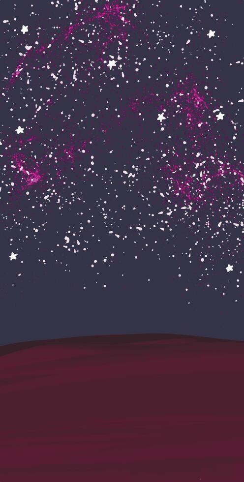 Abstract cosmos background with little stars and shining. Brown ground and dark sky backstage concept vector