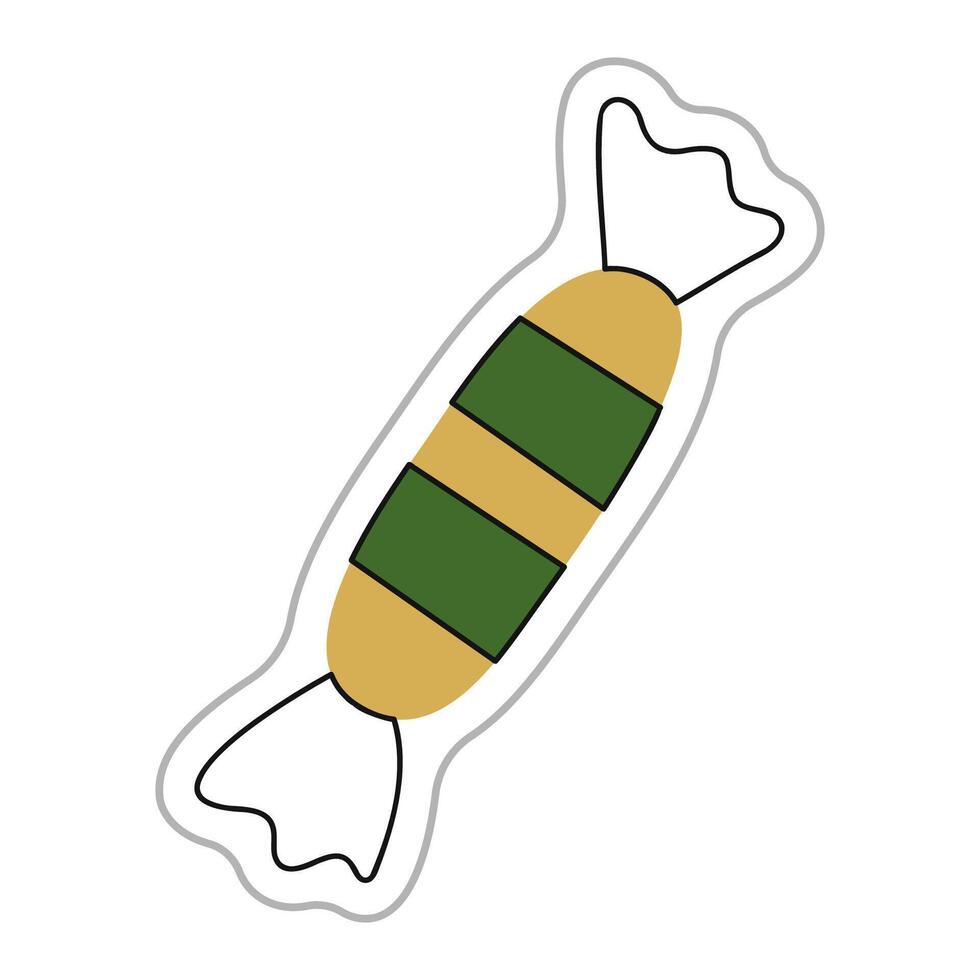 Halloween candy sticker. Color flat illustration. vector