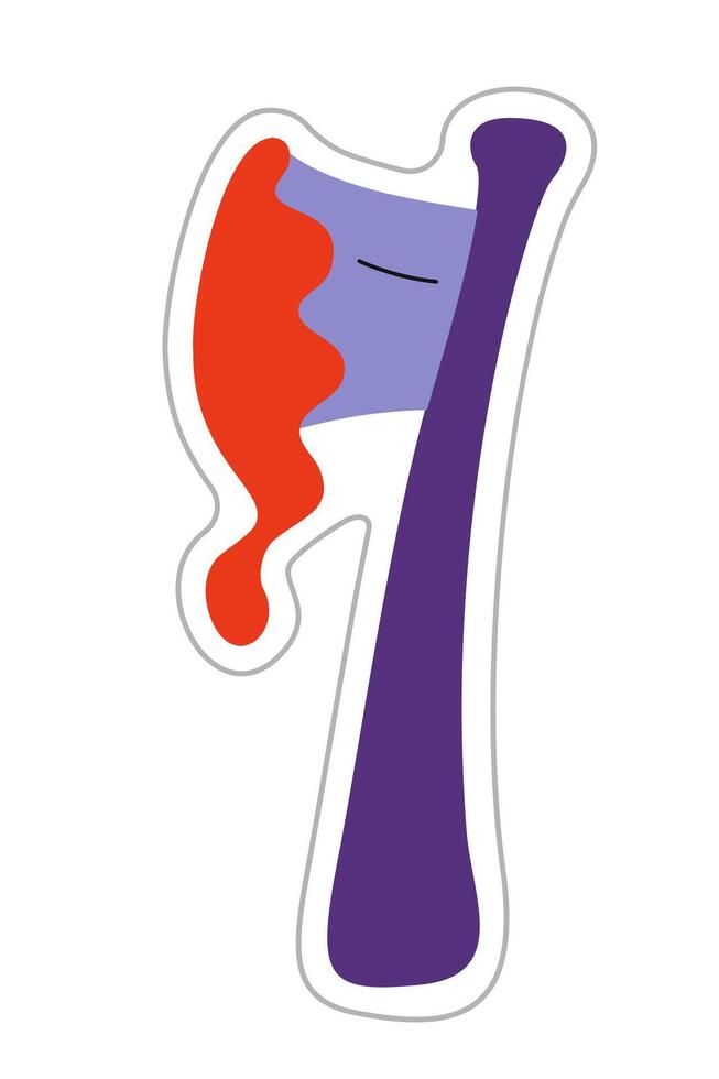Ax with blood sticker for Halloween. Color flat illustration. vector