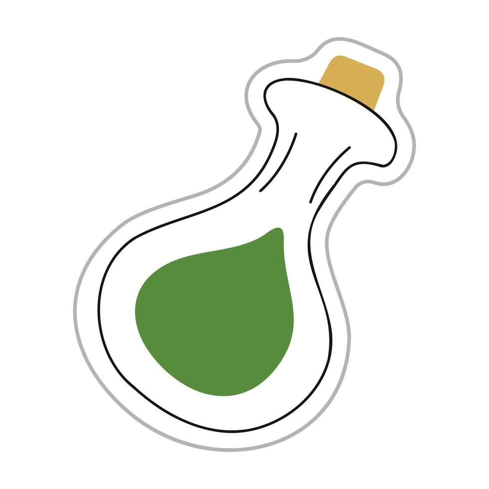 Halloween potion bottle sticker. Color flat illustration. vector
