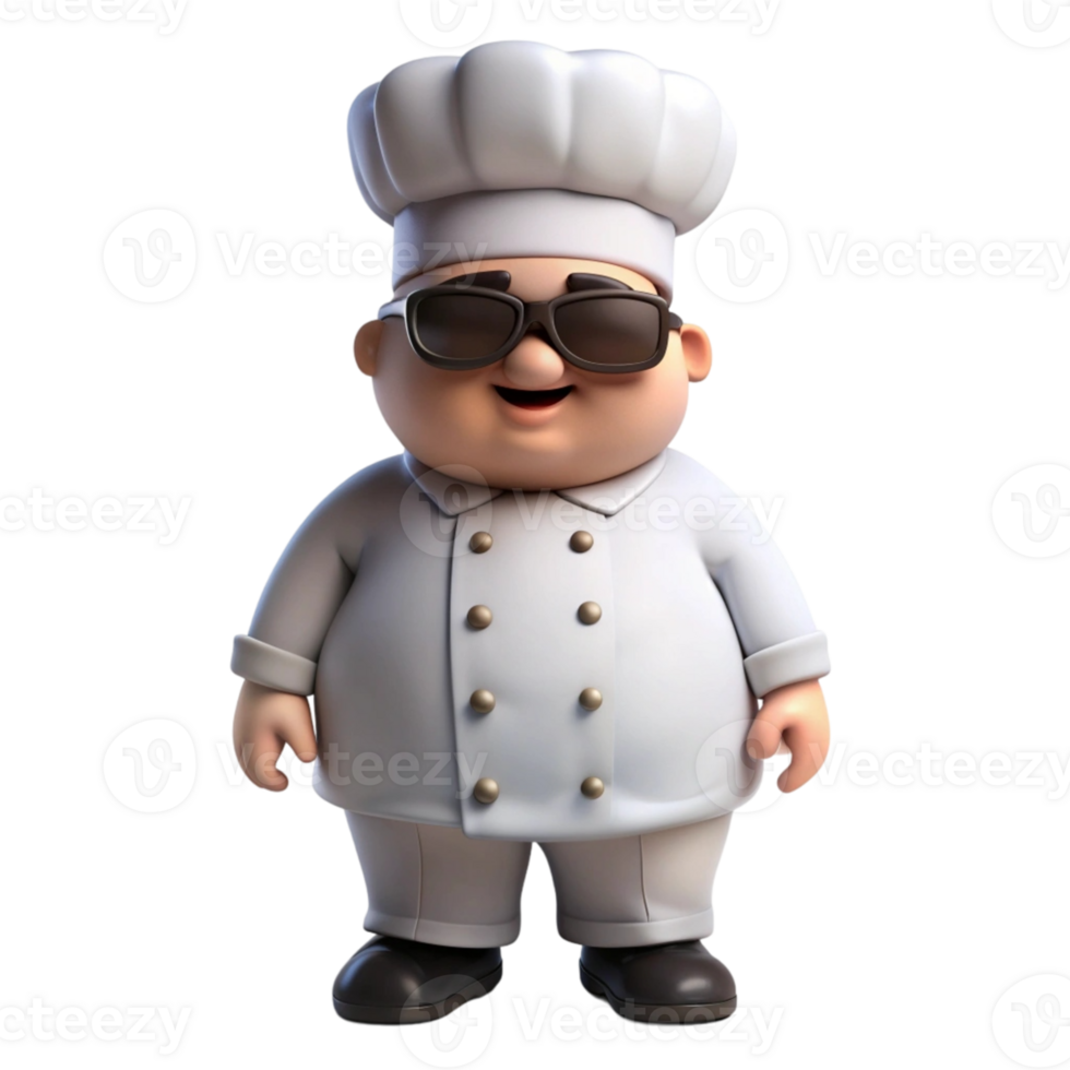 aigenerated chef cartoon character with sunglasses and hat png