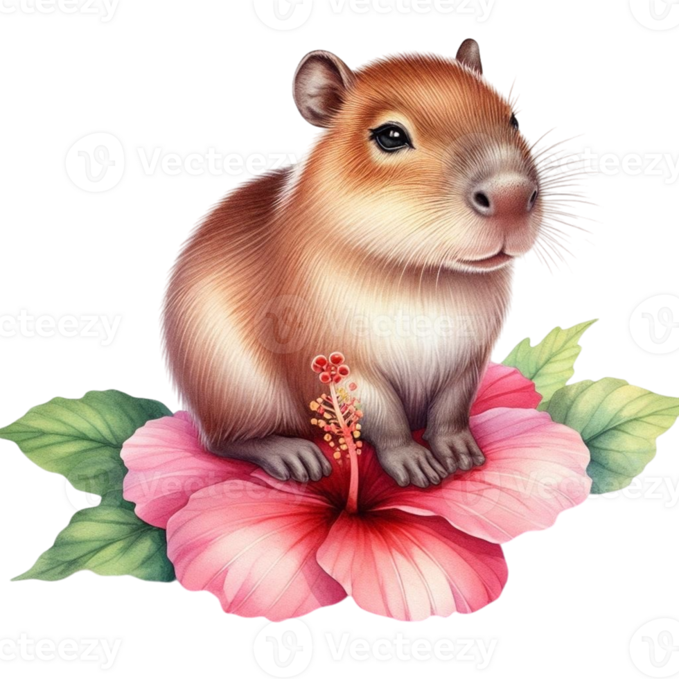 aigenerated capybara on flower png