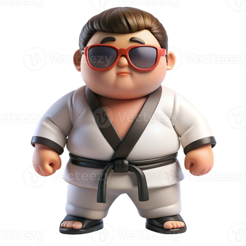 aigenerated a cartoon character wearing sunglasses and a karate outfit png