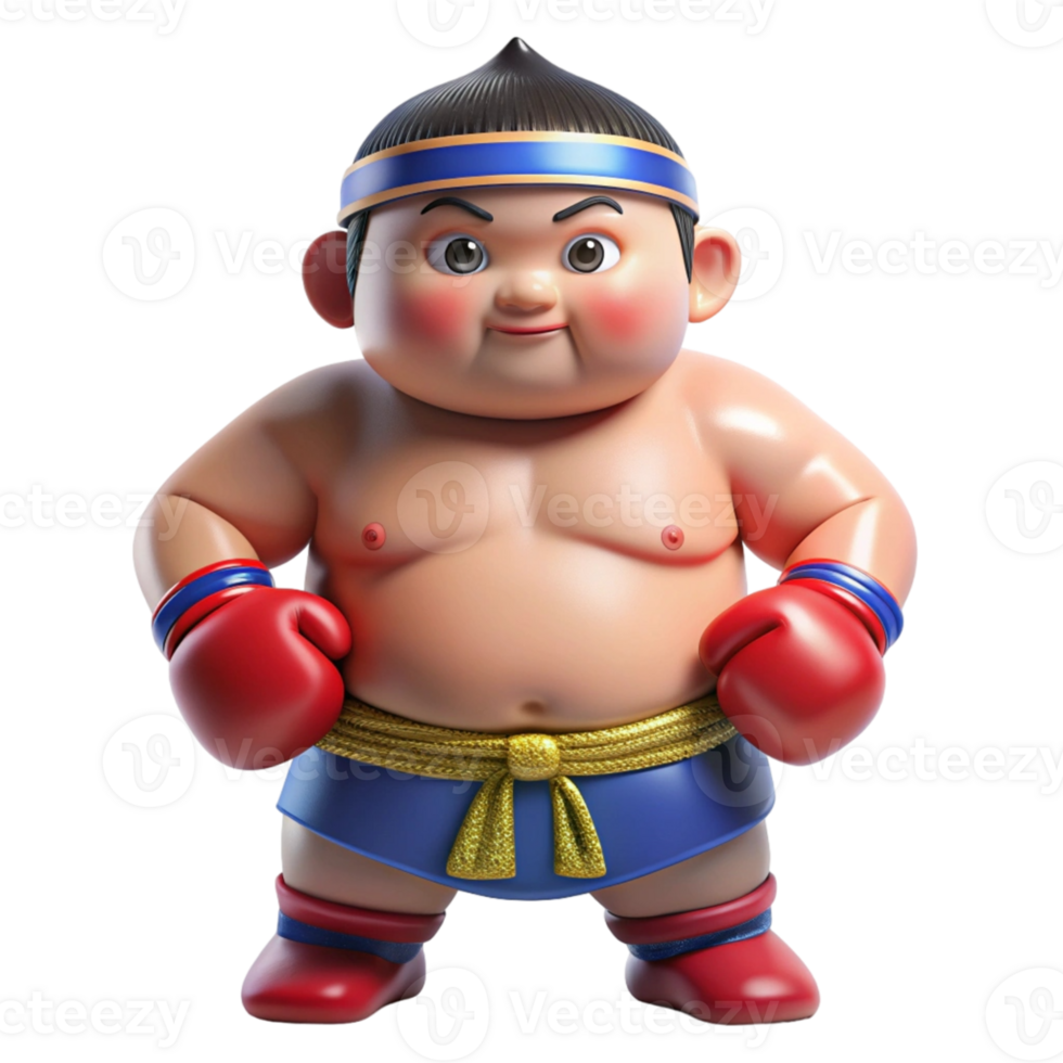 aigenerated a cartoon character with boxing gloves and a blue belt png
