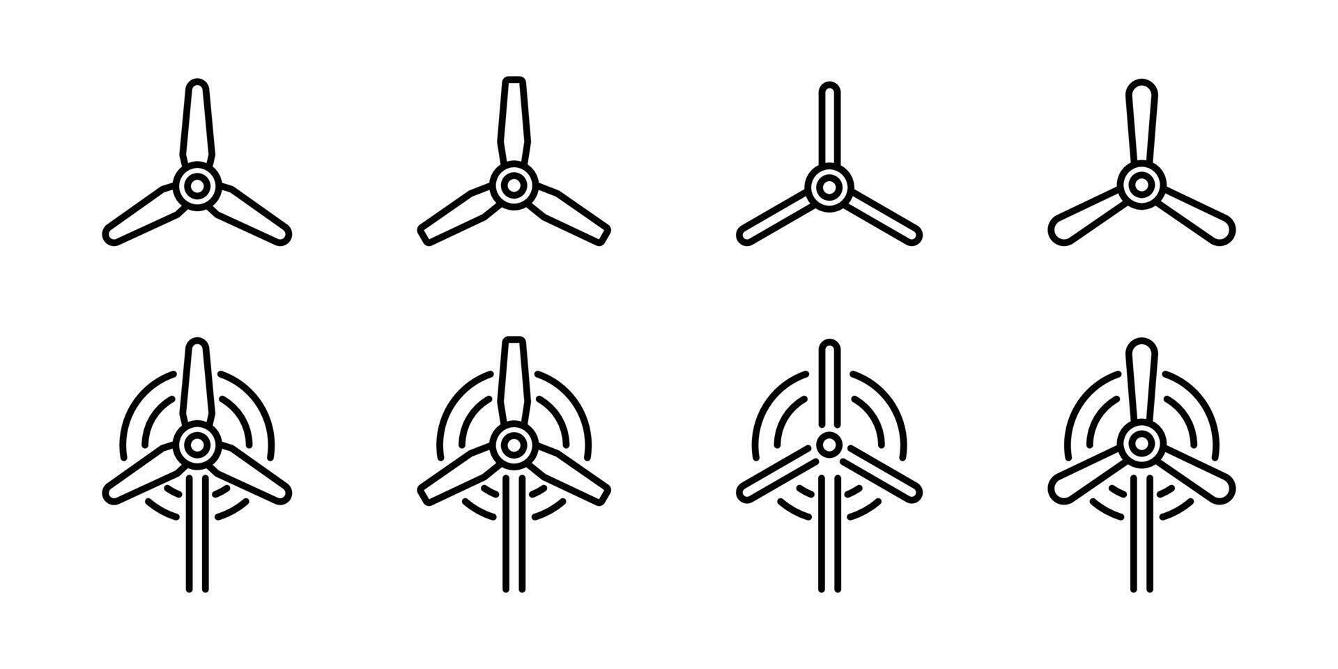 Fan icons set. Propeller illustration. Cooling fan symbols. Wind turbines vector