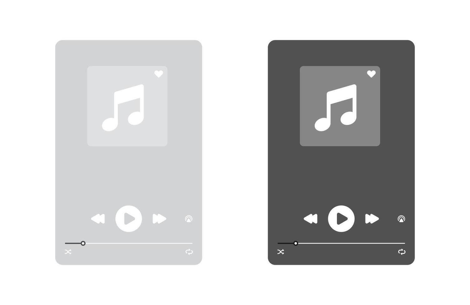 Music player design. Music media player interface template. Music application interface. Music player vector