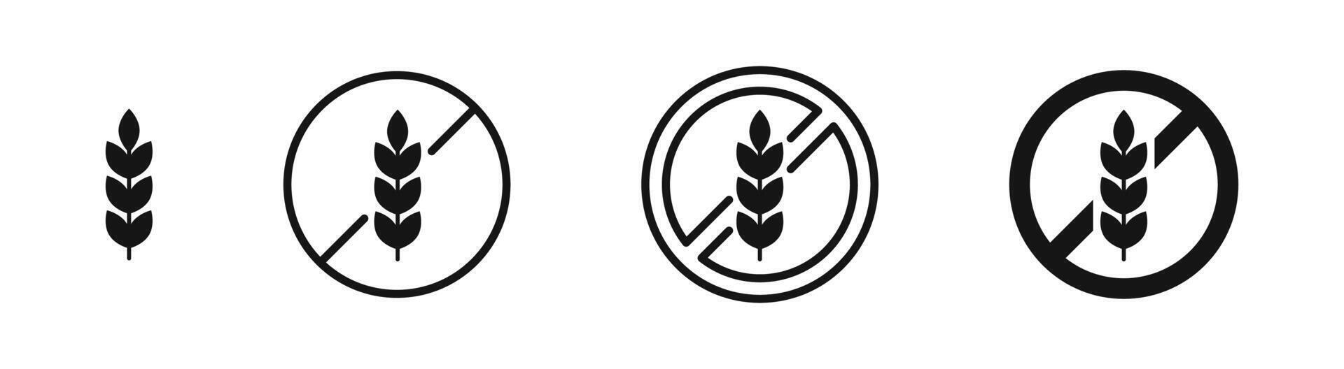 Wheat icons. Wheat wreaths and grain spikes. Set of wheats ears icons and wheat design elements. Harvest wheat grain, Bread grains. vector