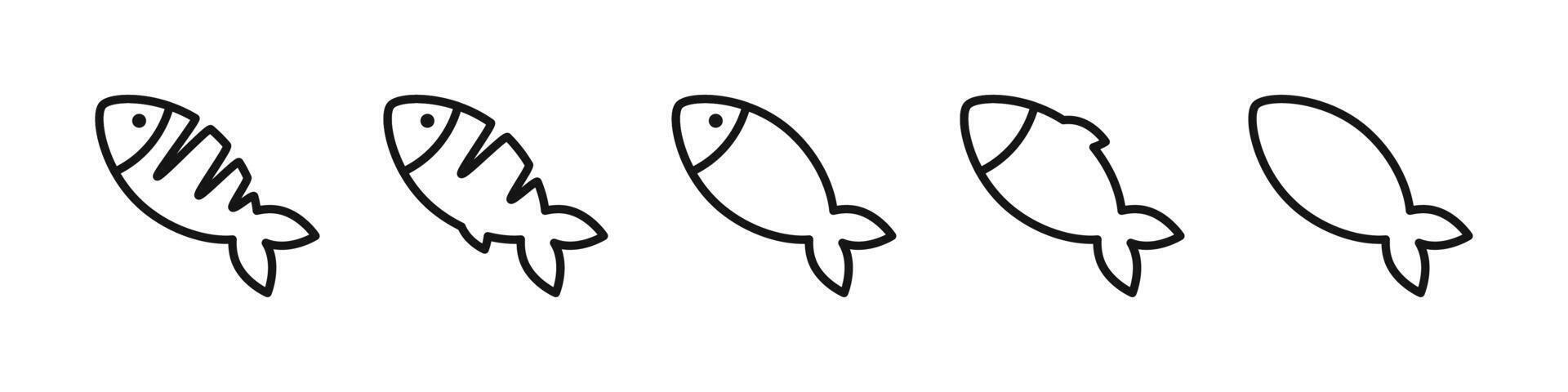 Fish icons. outline fish icons. Fish illustration. Fishing symbols. Seafood icons. Linear fish icons. vector