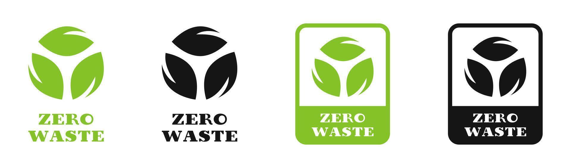Zero waste product. Zero waste labels. Zero waste icon. Reduce, Reuse, Recycle symbols. Zero waste badge. vector