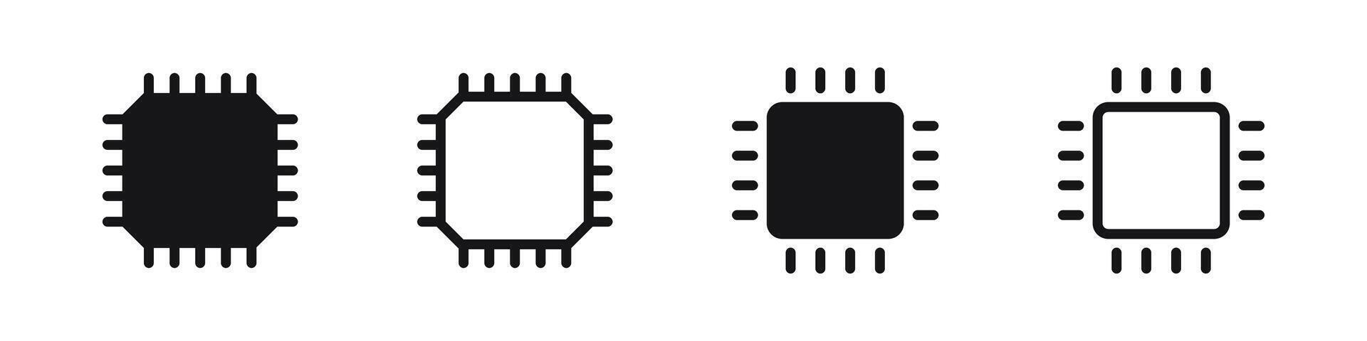 Processor icons. Chip icon set. CPU icons. Microprocessor chip icons. EPS 10 vector