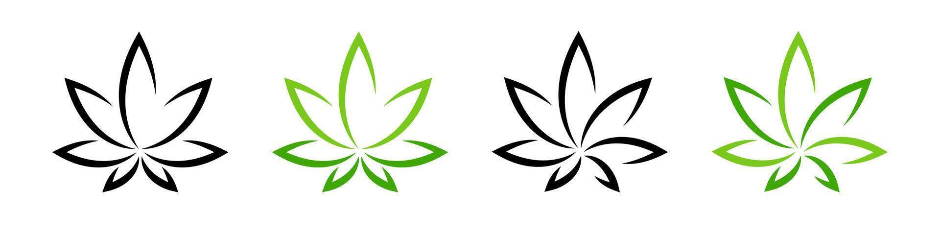 Cannabis plant icons. Marijuana leaves. Hemp leafs collection. EPS 10 vector