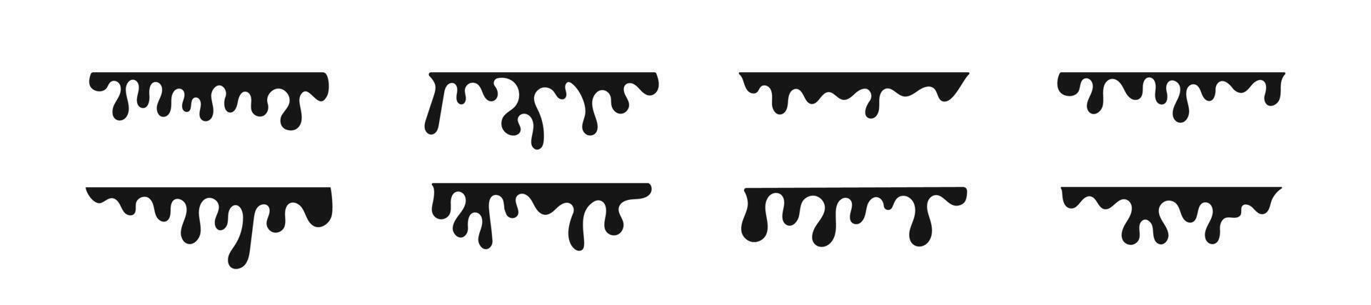 Dripping paint. Dripping paint flowing down. Blotter spots, liquid paint drip drop splash. Ink splatter. Paint blots vector
