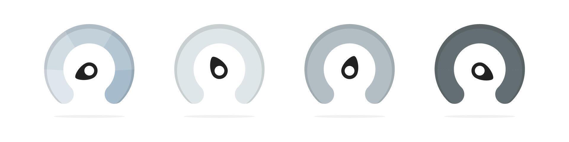 Speedometer illustration. Risk meter. Risk indicator. Speedometer icons. Speed scale indicator. Risk management guage. vector