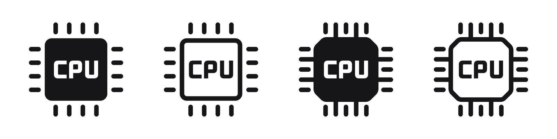 CPU chip icons. CPU icons. Chip icon set. Microprocessor chip icons. Processor icons. EPS 10 vector