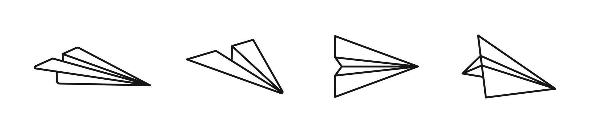 Paper plane linear icons. Paper plane. Origami paper airplane. Origami aircraft. Paper airplane. vector