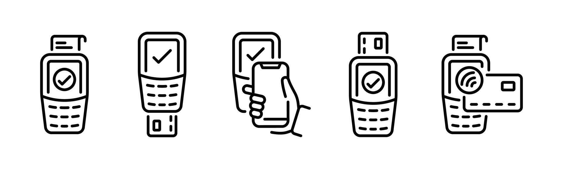 POS Terminal icons. Terminal payment. POS Terminal. Contactless NFC payment terminal vector