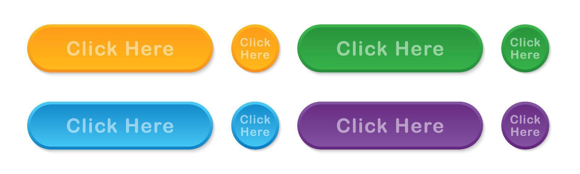 hacer clic aquí botón. botón colocar. botones sitio web diseño. hacer clic botón. moderno acción botón. vector