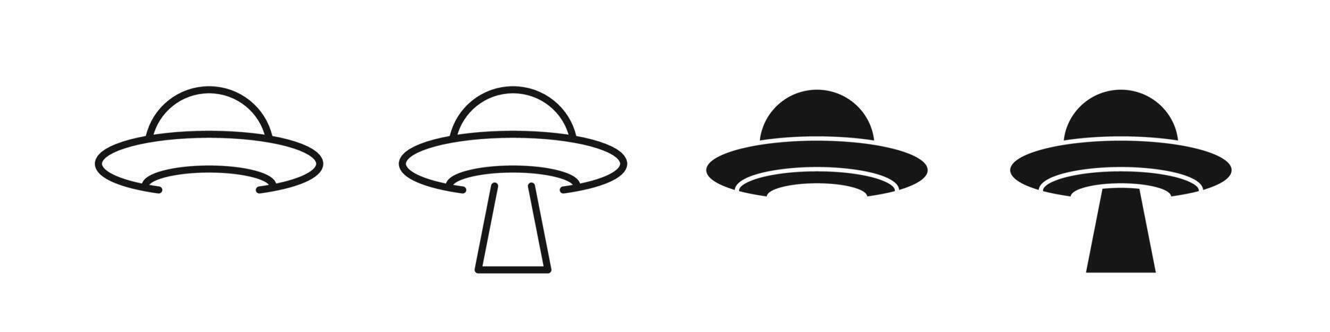 UFO. Alien spaceship. Alien spacecrafts. UFO icons. vector