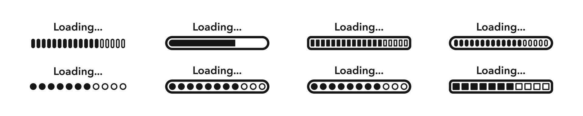 Loading icon set. Set of loading bar. Download progress icons. Loading icons. Load bar icons vector