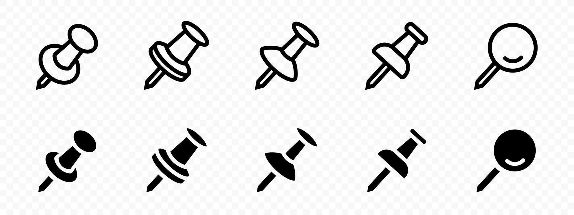 Thumbtack icons. Push pin icons. vector