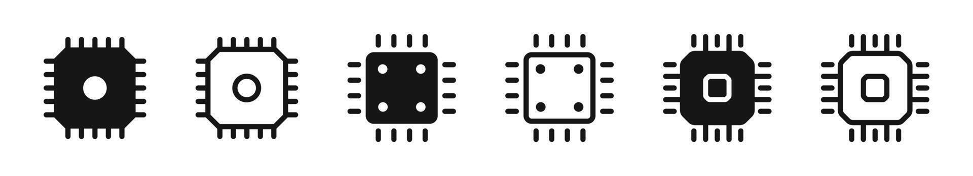 Chip icon set. Processor icons. CPU icons. Computer chip icon. Microprocessor chip icons. vector