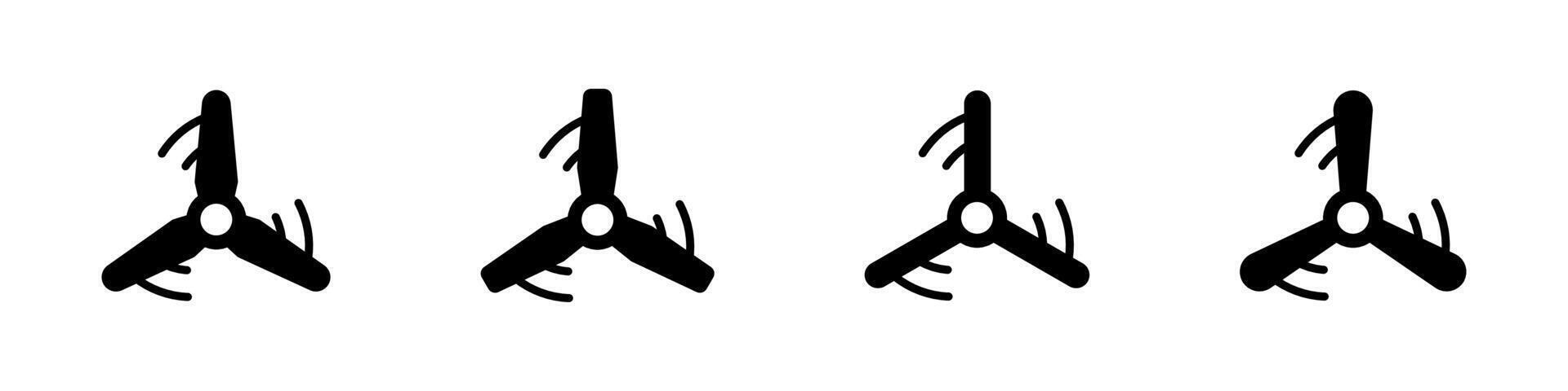 Propeller illustration. Propeller icon set. Fan icons set. Cooling fan symbols. Wind turbine silhouettes vector