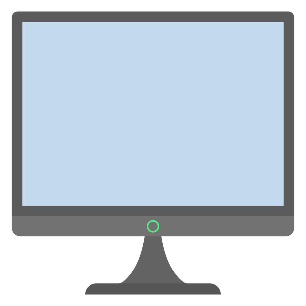 Flat illustration of computer monitor with blank display screen isolated on white background. vector