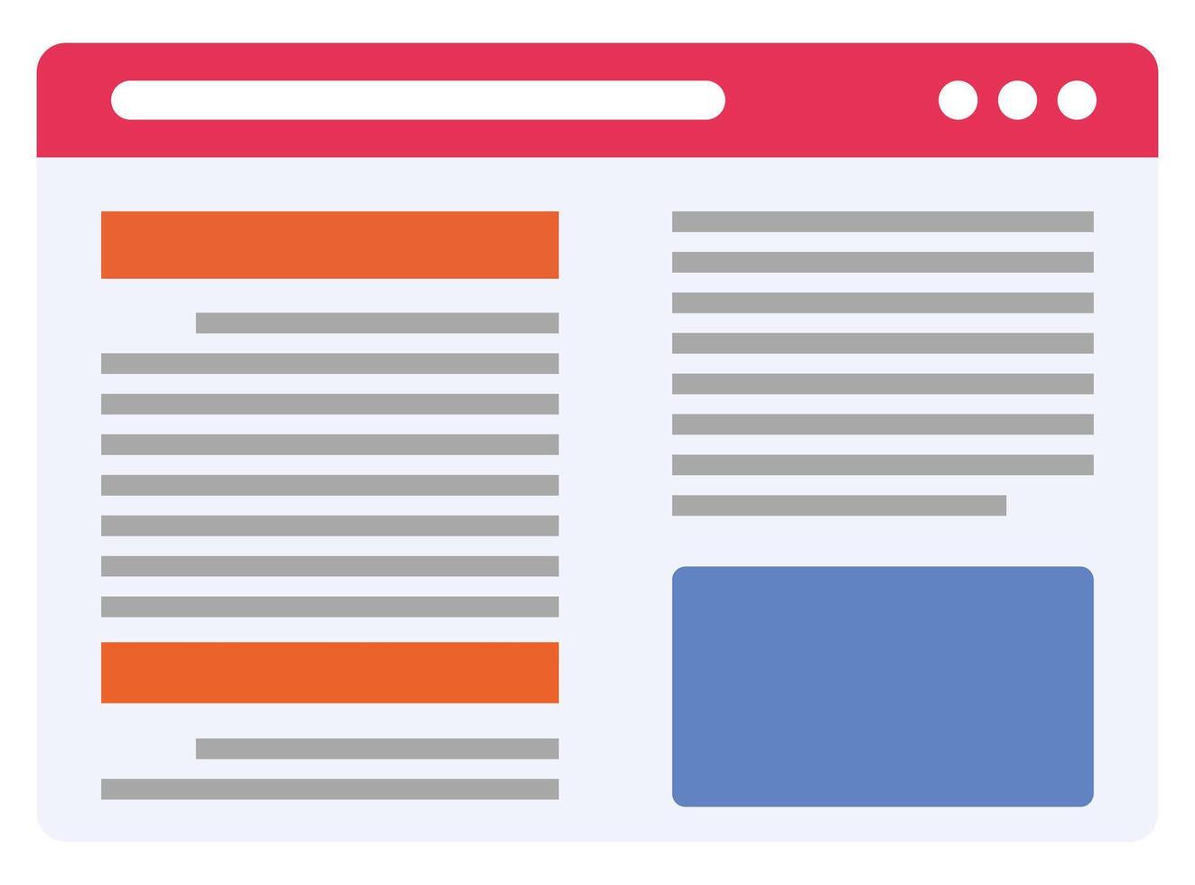 Flat illustration of web browser window with toolbar and search field on colorful background. vector