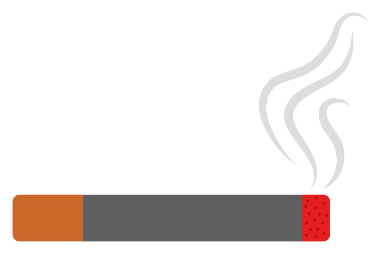 Flat illustration of cigarette with smoke isolated on white background. vector