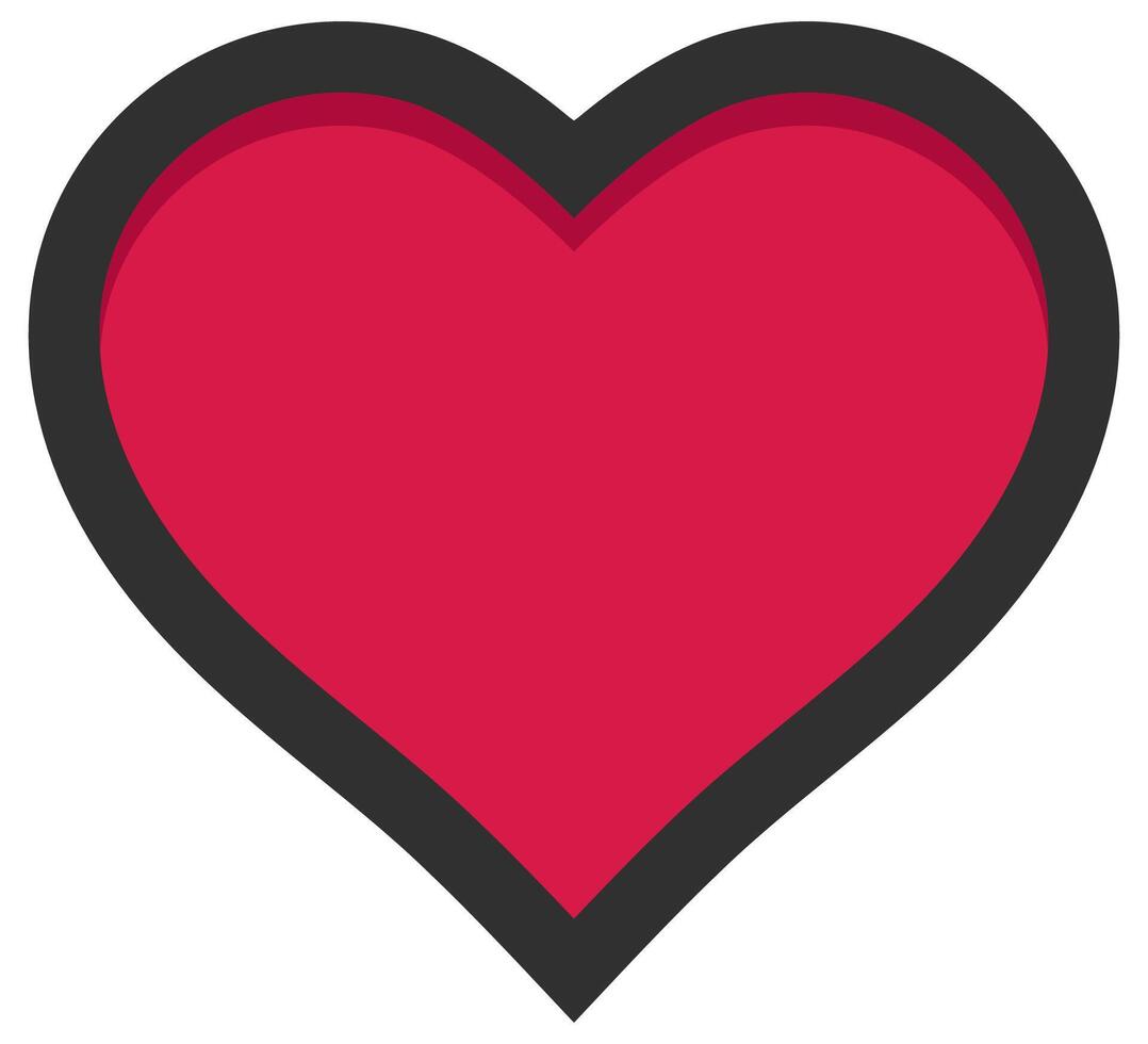 Pink heart icon with bold outline isolated on white background. vector