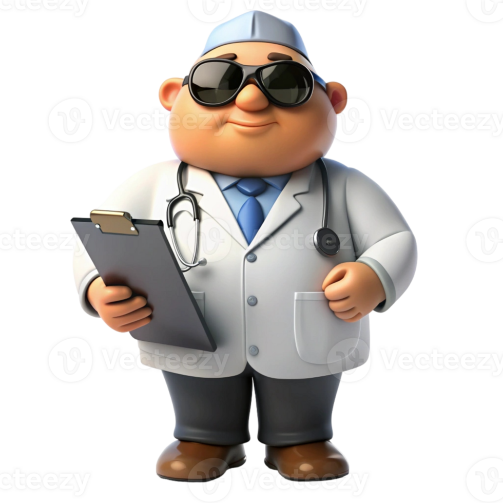 aigénéré médecin dessin animé personnage en portant une presse-papiers png