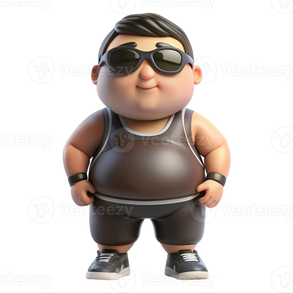 aigenerated a cartoon fat man with sunglasses on his head png
