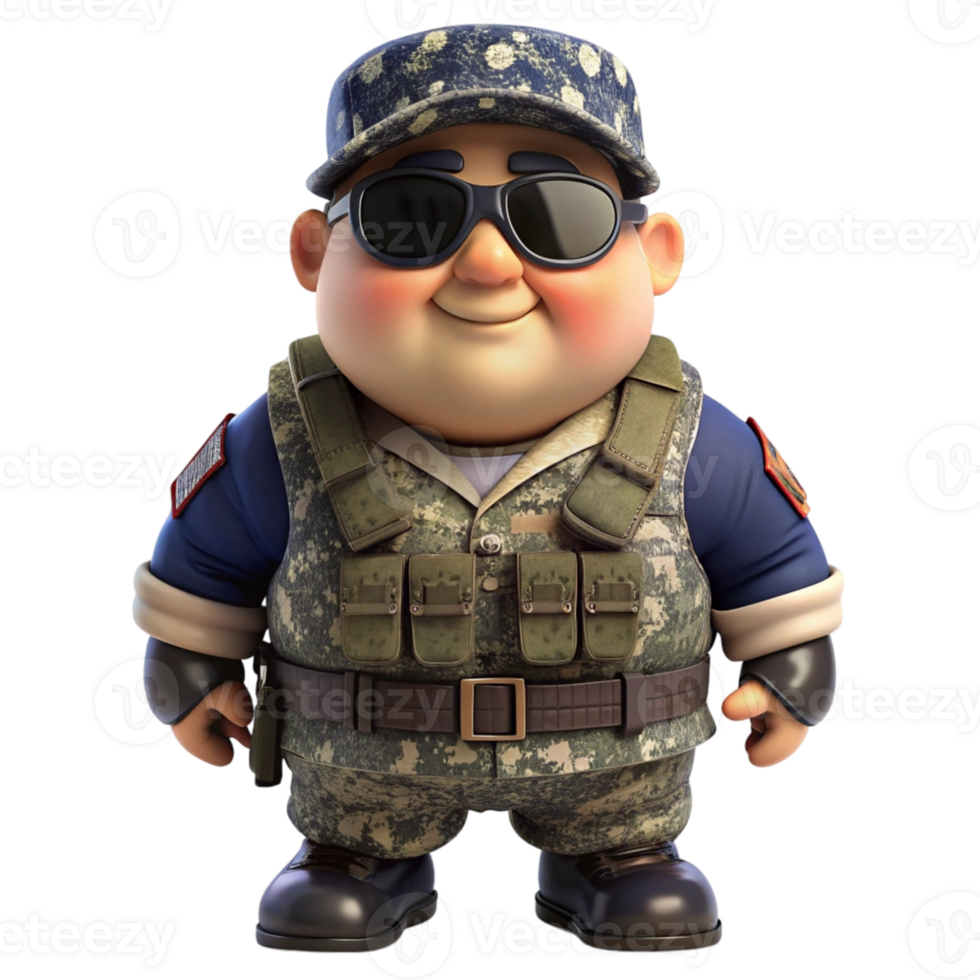 aigenerated a cartoon soldier with sunglasses and a hat png