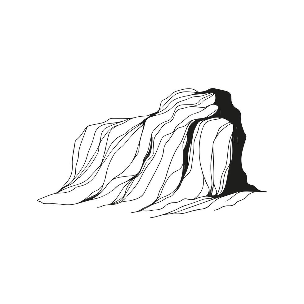 Simple, delicate line illustration of a rugged vector