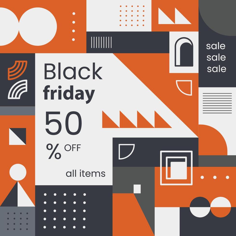 Flat abstract geomtetric Black Friday sale for poster, banner and background. vector