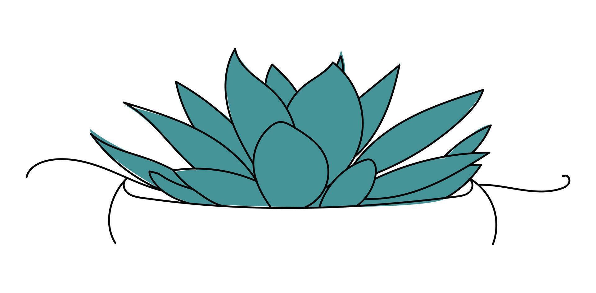 House plant succulent cactus in pot. Continuous one Line drawing. Isolated on White Background. illustration. Line art design for web logo or print. vector