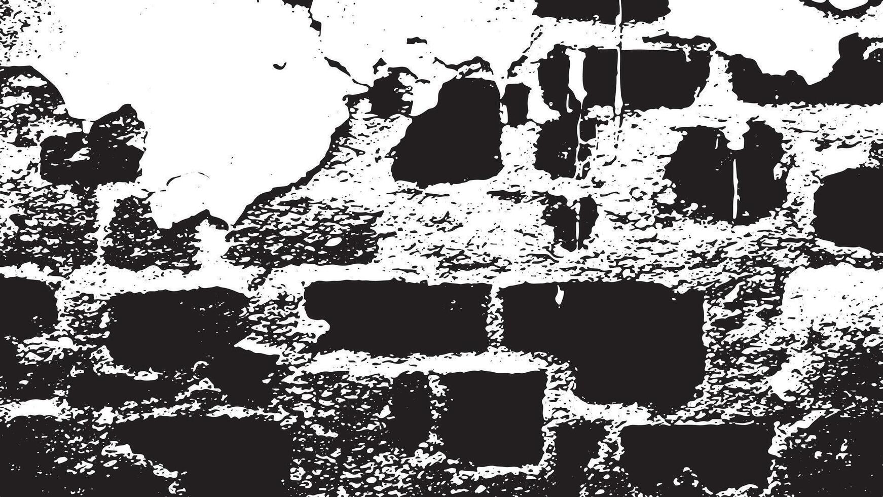 Worn Grunge Texture of Cement Plaster Wall Monochrome Distressed Design for Black and White Backgrounds vector