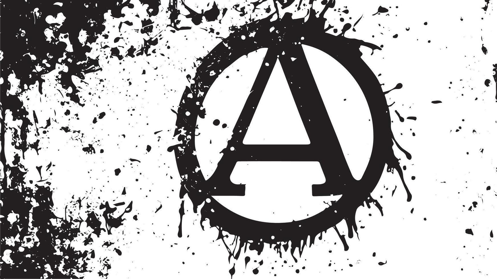 black grungy texture of A in grunge frame, monochrome, overlay for background, texture and overlays. vector